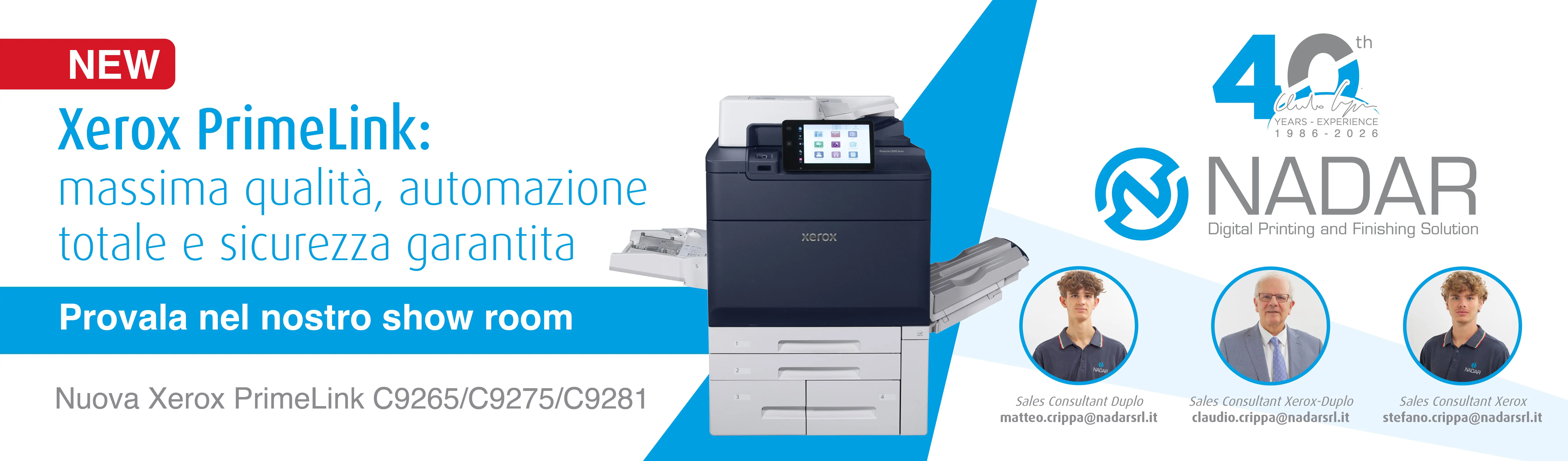 Nadar Xerox PrimeLink: banner homepage 40 anni (high resolution)
